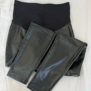 Gap full panel faux leather maternity pants